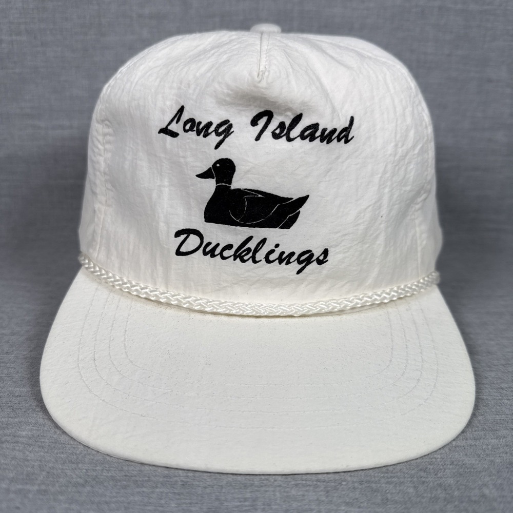 Long Island Ducklings Hat Cap Vintage White Snapback Trucker Yupoong Duck 80s